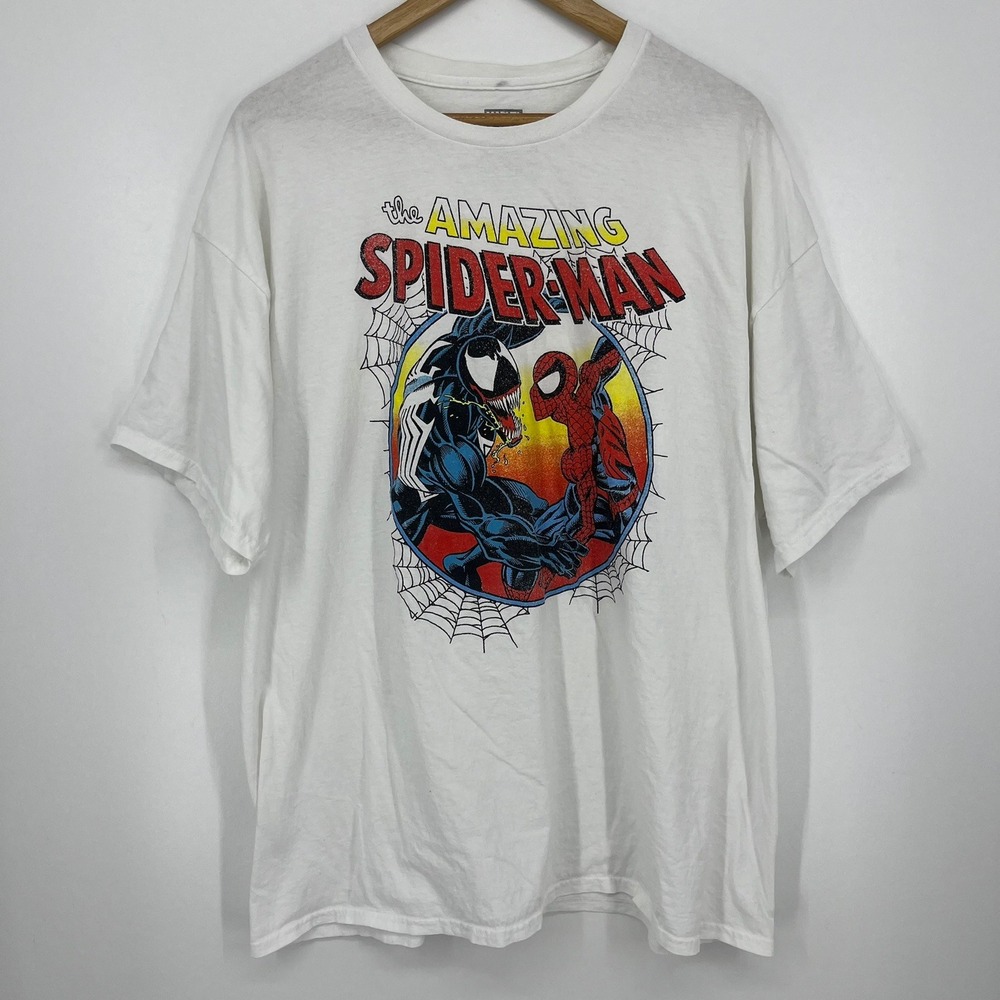 Marvel The Amazing Spider-Man vs Venom Graphic T-Shirt Mens XXL White Cotton